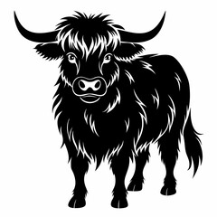 halloween highland cow black vector silhouette
