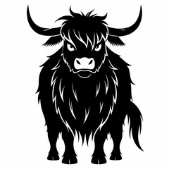 halloween highland cow black vector silhouette