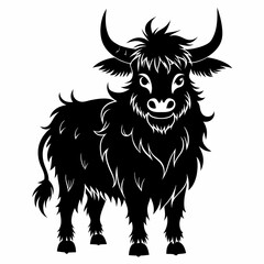 halloween highland cow black vector silhouette