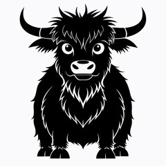 halloween highland cow black vector silhouette