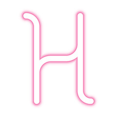 Illustration of neon electric style letter H alphabet. Pink color. Isolated on transparent background.	
