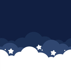 Dark blue night sky seamless border background . Flat vector illustration.	
