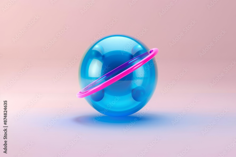 Aufkleber abstract illustration of an atom with vibrant colors and modern design elements, representing scienc