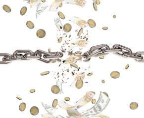 break breaking chain shuttered horizontal isolated in white background - 3d rendering © sea and sun