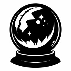 halloween crystal ball black vector silhouette