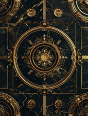 Obraz premium Baroque, Barocco Ornate Marble Ceiling Non-Linear Reformation Design with Intricate Accents Depicting Classic Elegance and Architectural Beauty