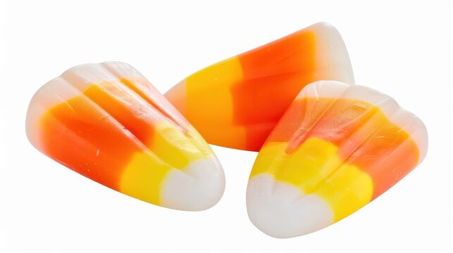 Halloween candy corn ornament, holiday element, bright colors, orange and white, isolated on white background