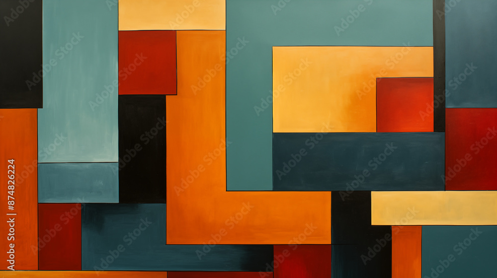 Poster minimal geometric abstract background. circle square and triangle design.