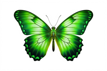 Beautiful green butterfly PNG style with transparent background for digital art and design projects