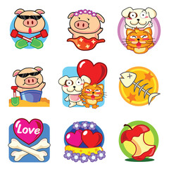 set of funny cartoon animals