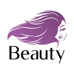 a logo for beauty salon is shown in purple.