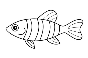 Banded rainbow fish line cut vector illustration.