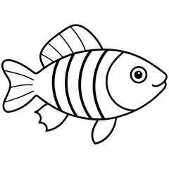 Obraz premium Banded rainbow fish line cut vector illustration.