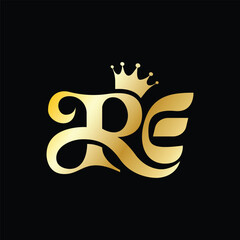 a gold crown with RE initials