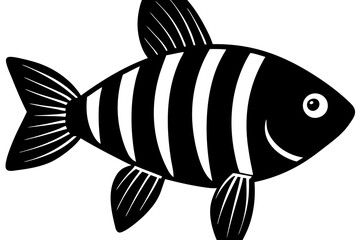 Banded rainbow fish line cut vector illustration.