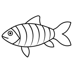 Banded rainbow fish line cut vector illustration.