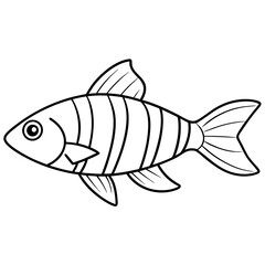 Banded rainbow fish line cut vector illustration.