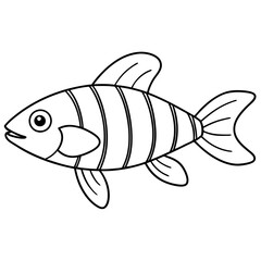 Banded rainbow fish line cut vector illustration.