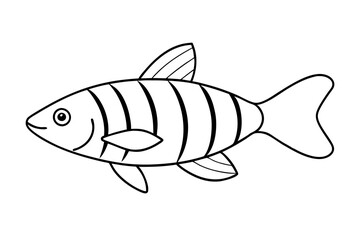 Banded rainbow fish line cut vector illustration.