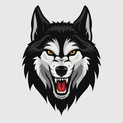 Scandinavian Viking Fenrir Wolf head in Nordic or Celtic esport style flat vector illustration on an isolated background
