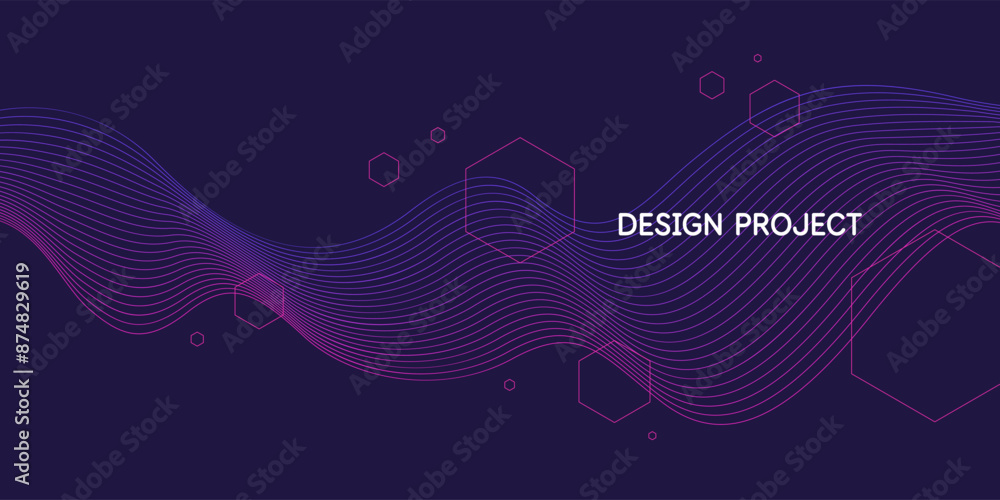 Poster wavy, wriggling lines on a dark background. abstract background with amorphous shapes. a template fo