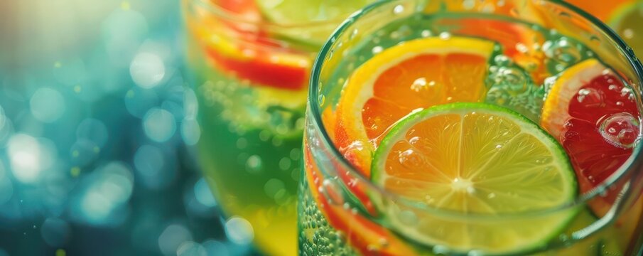 Leprechaun punch with floating fruit slices, Saint Patricks Day drink, vibrant and refreshing