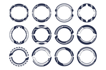 High-Tech HUD Interface Circle Elements Set. Futuristic Sci-Fi Design