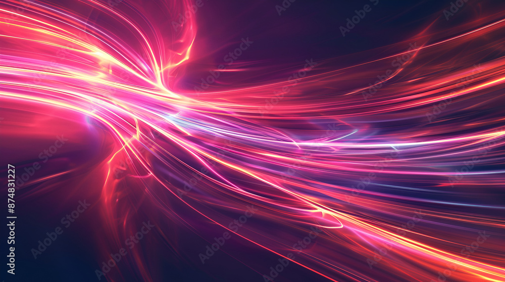 Poster futuristic technology wave background with glowing lines and bokeh,this set of images showcases two 