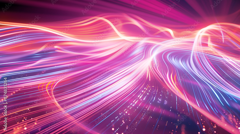 Poster futuristic technology wave background with glowing lines and bokeh,this set of images showcases two 