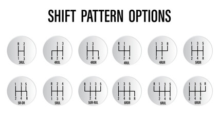 Manual Car transmission vector icon set. Gear shifter symbol.set of car gear shifting lever icons vector.