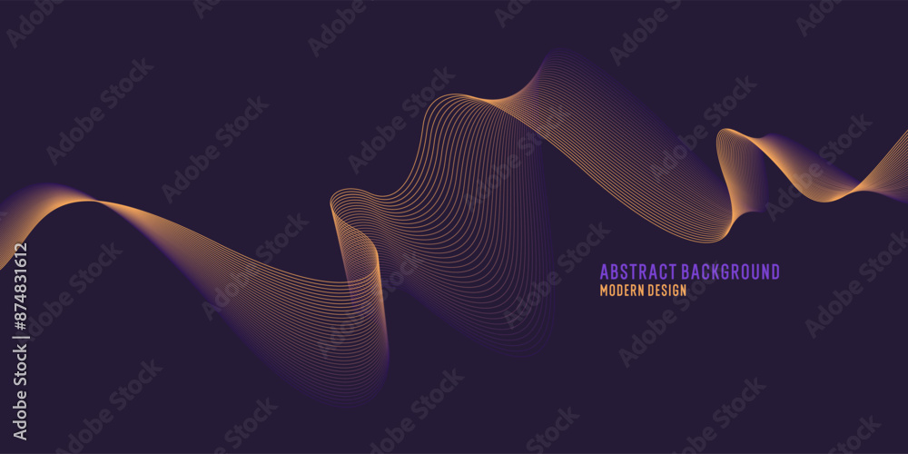 Poster wavy, wriggling lines on a dark background. abstract background with amorphous shapes. a template fo