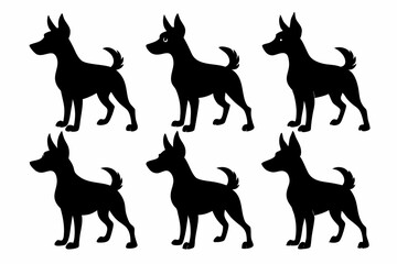 Bella dog black silhouette vector set, isolated black silhouette of a dog collection, Set of dogs breed silhouette vector
