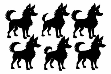 Bella dog black silhouette vector set, isolated black silhouette of a dog collection, Set of dogs breed silhouette vector
