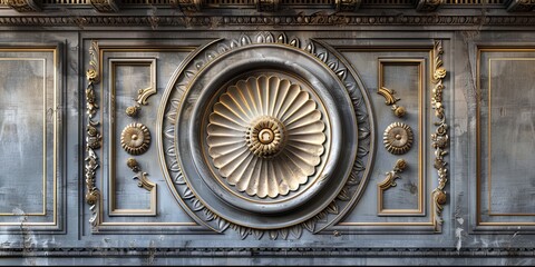 Obraz premium Baroque, Barocco Ornate Marble Ceiling Non-Linear Reformation Design with Intricate Accents Depicting Classic Elegance and Architectural Beauty