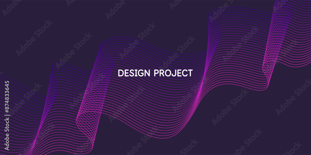 Poster wavy, wriggling lines on a dark background. abstract background with amorphous shapes. a template fo