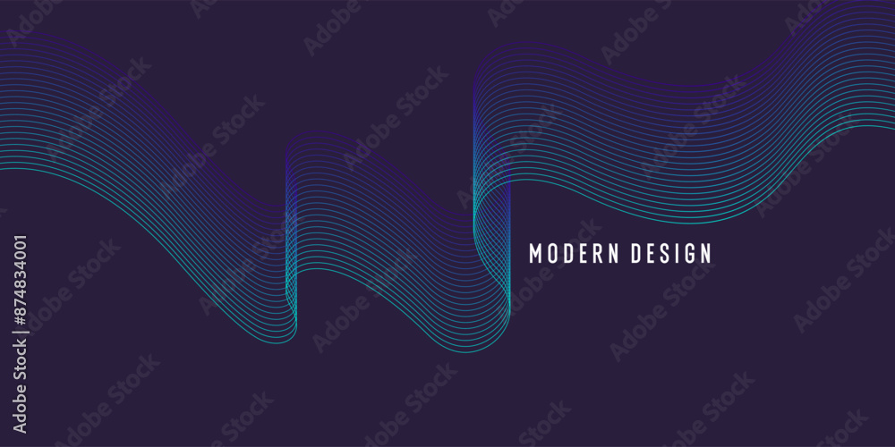 Poster wavy, wriggling lines on a dark background. abstract background with amorphous shapes. a template fo