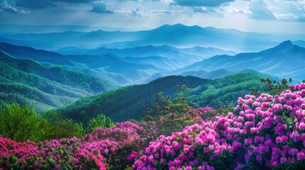Beautiful Azaleas Blooming In The North Carolina Mountains