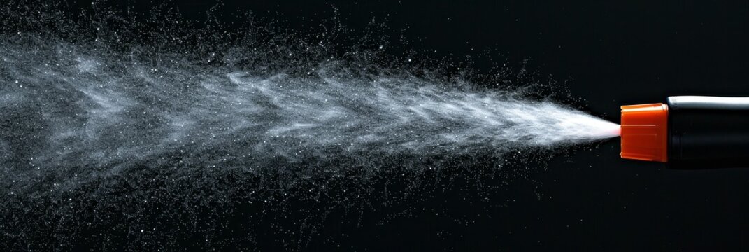 Detailed close up of precise application of hair fixative spray for professional hairstyling