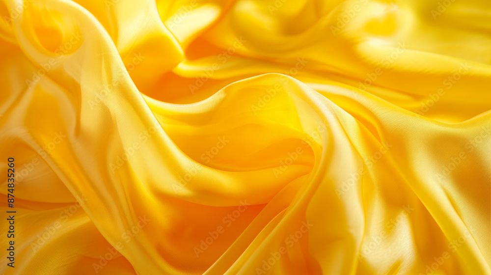 Poster a yellow fabric with a wave pattern. the fabric is very soft and smooth. the color yellow is bright 