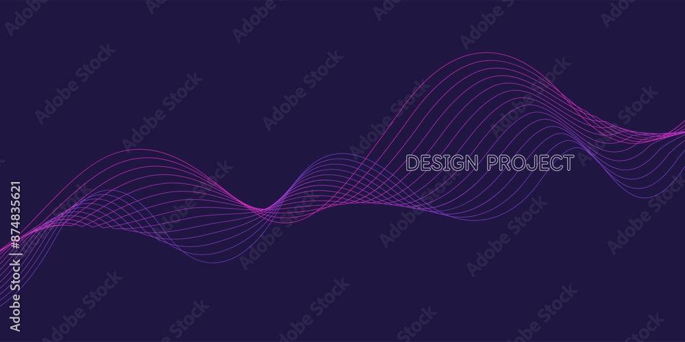 Poster wavy, wriggling lines on a dark background. abstract background with amorphous shapes. a template fo