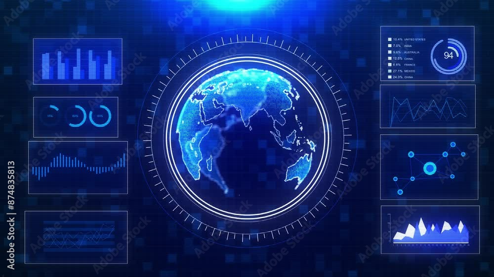 Poster hud futuristic environment digital earth world information scanning hologram user interface backgrou