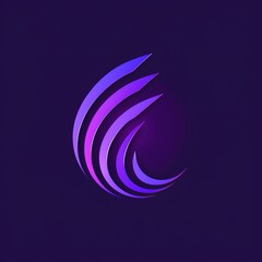 Obraz premium An innovative, futuristic logo for a tech startup, featuring sleek lines and gradients on a solid purple background.