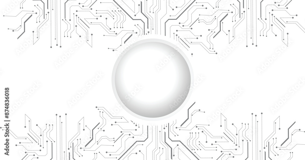 Poster grey circuit line technology pattern on white background. futuristic technology background.