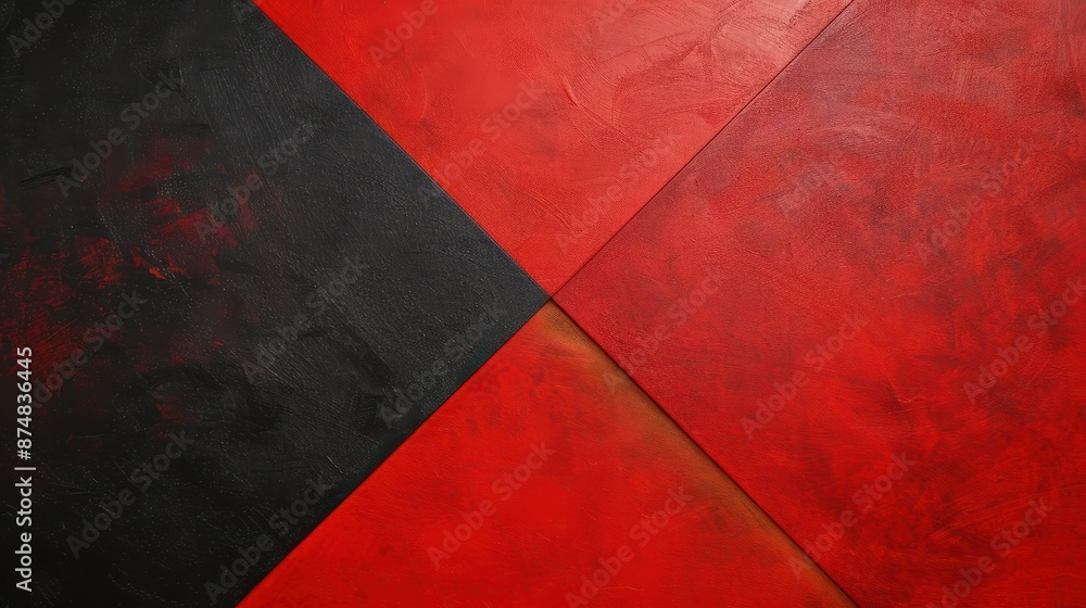 Aufkleber red and black intersect in a square with a hint of pale yellow visible between them