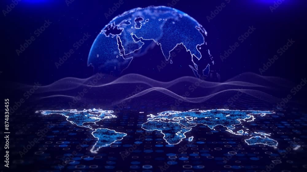 Poster digital world of tomorrow 5g network cyber smart city iot technology online cyber security cloud dat