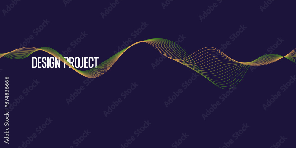 Poster wavy, wriggling lines on a dark background. abstract background with amorphous shapes. a template fo