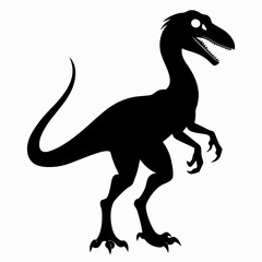 black Velociraptor Dinosaur  silhouette vector