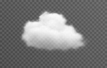 Vector cloud png. Realistic cloud, smoke or fog on an isolated transparent background.