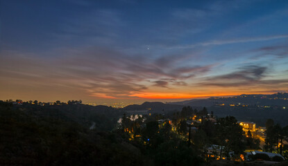 Sunset view of Los Angeles from Hollywood Hills