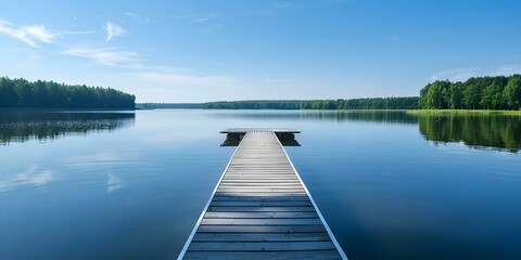 Obraz premium Serene Lake with Solar Panels Generating Renewable Energy. Concept Renewable Energy, Solar Power, Serene Lakes, Sustainable Technology, Eco-Friendly Solutions